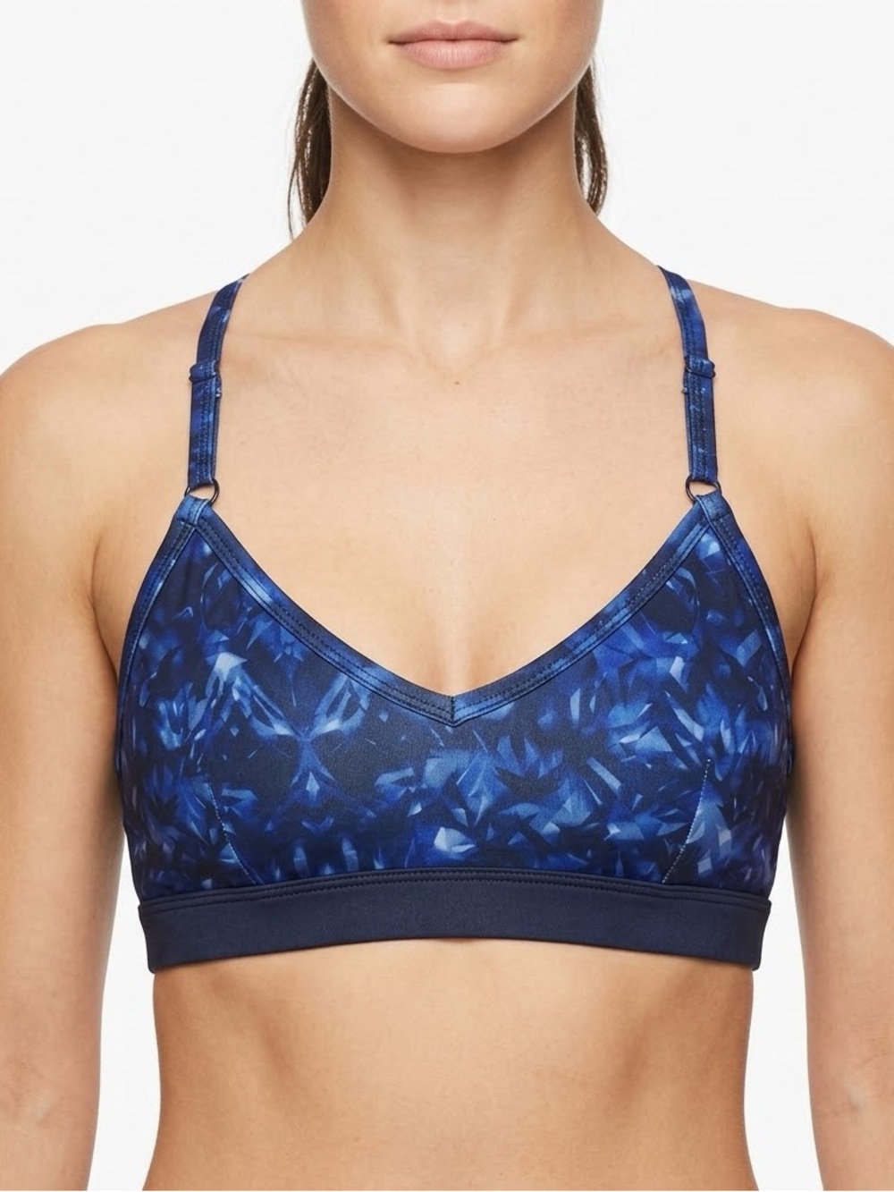 Alo Yoga Blue Abstract Print‎ Strappy Sports Bra Women’s XS Crisscross